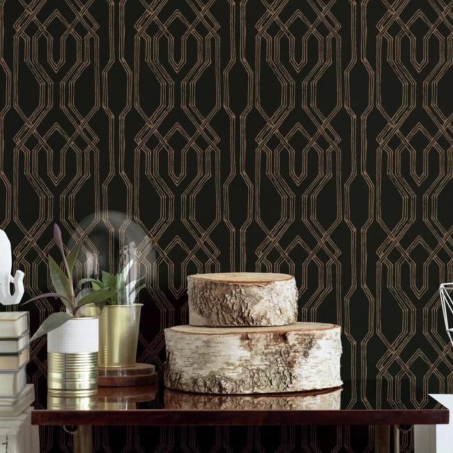 Обои Ronald Redding Tea Garden Oriental Lattice AF6562 фото в интерьере